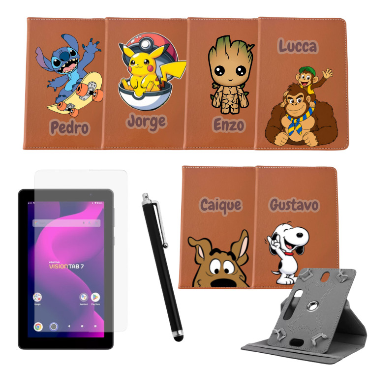 Kit Capa Personalizado + Película + Caneta Touchp/Tablet Positivo Vision Tab 7