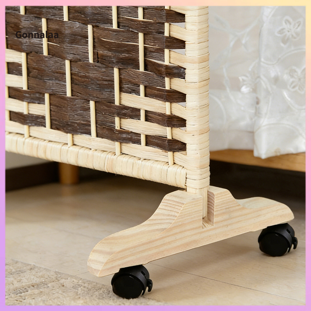 3pcs Heavy Duty Wood Room Divider with Wheels – Portable Privacy Screen Panel Adjustable Partition Stand Support Feet