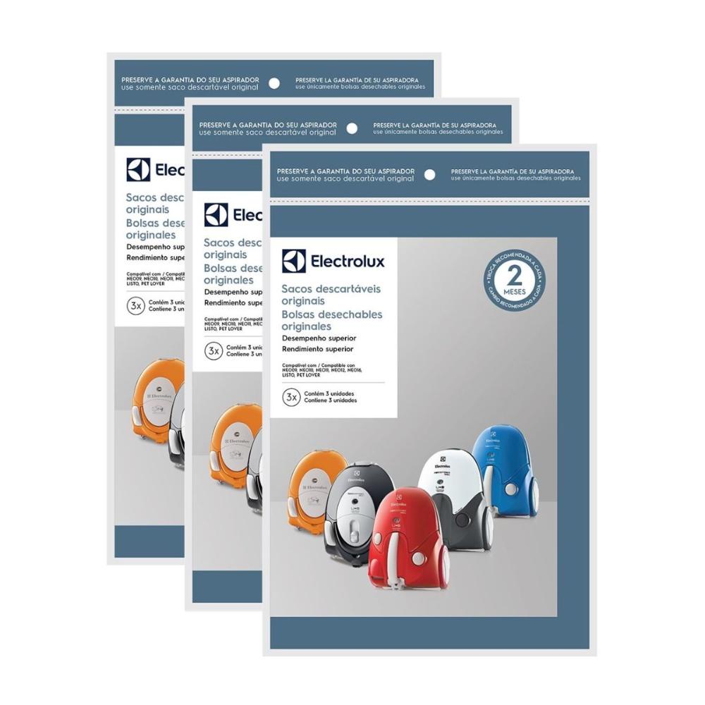 9 Sacos Descartáveis p/Aspirador Neo11  Electrolux