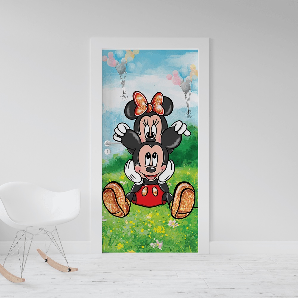 Adesivo Decorativo De Porta Disney Minnie & Mickey