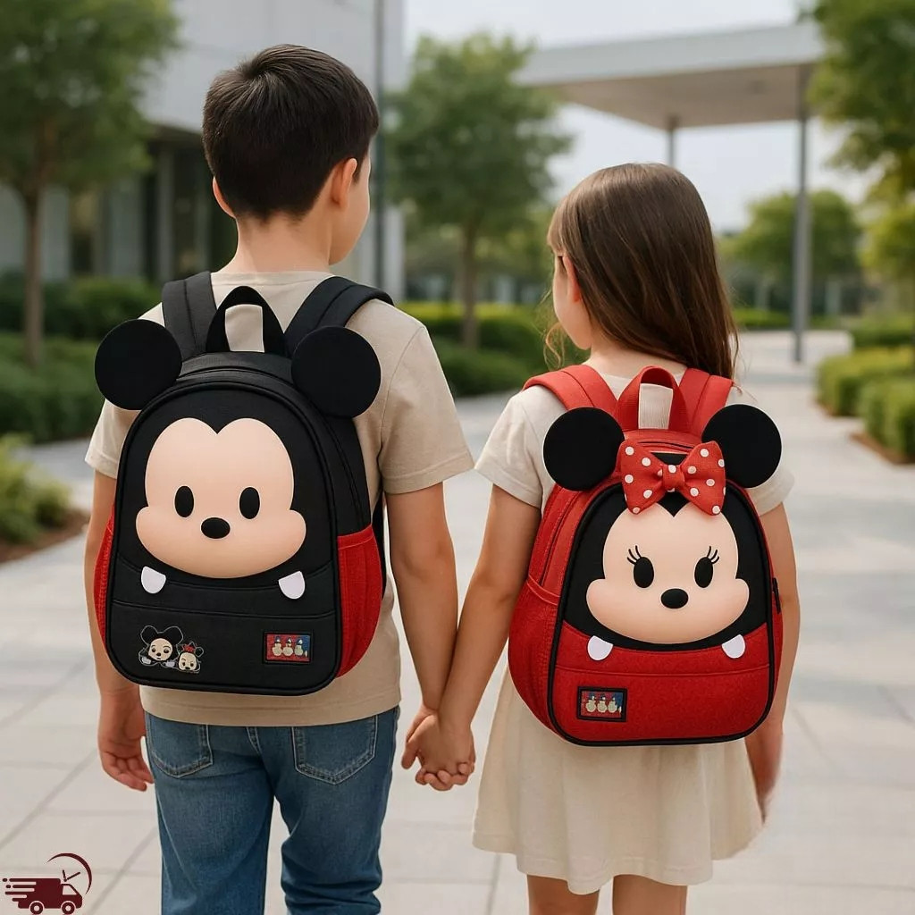 Mochila Infantil Costas Mickey Mouse Minnie Orelhinha Viagem Escola Disney Personagem