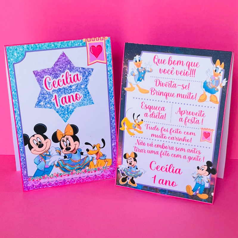 ENVIO RÁPIDO - 20 CARTÕES DE MESA  Disney 50 anos Mickey e Minnie / Cartões agradecimento para Mesa Disney