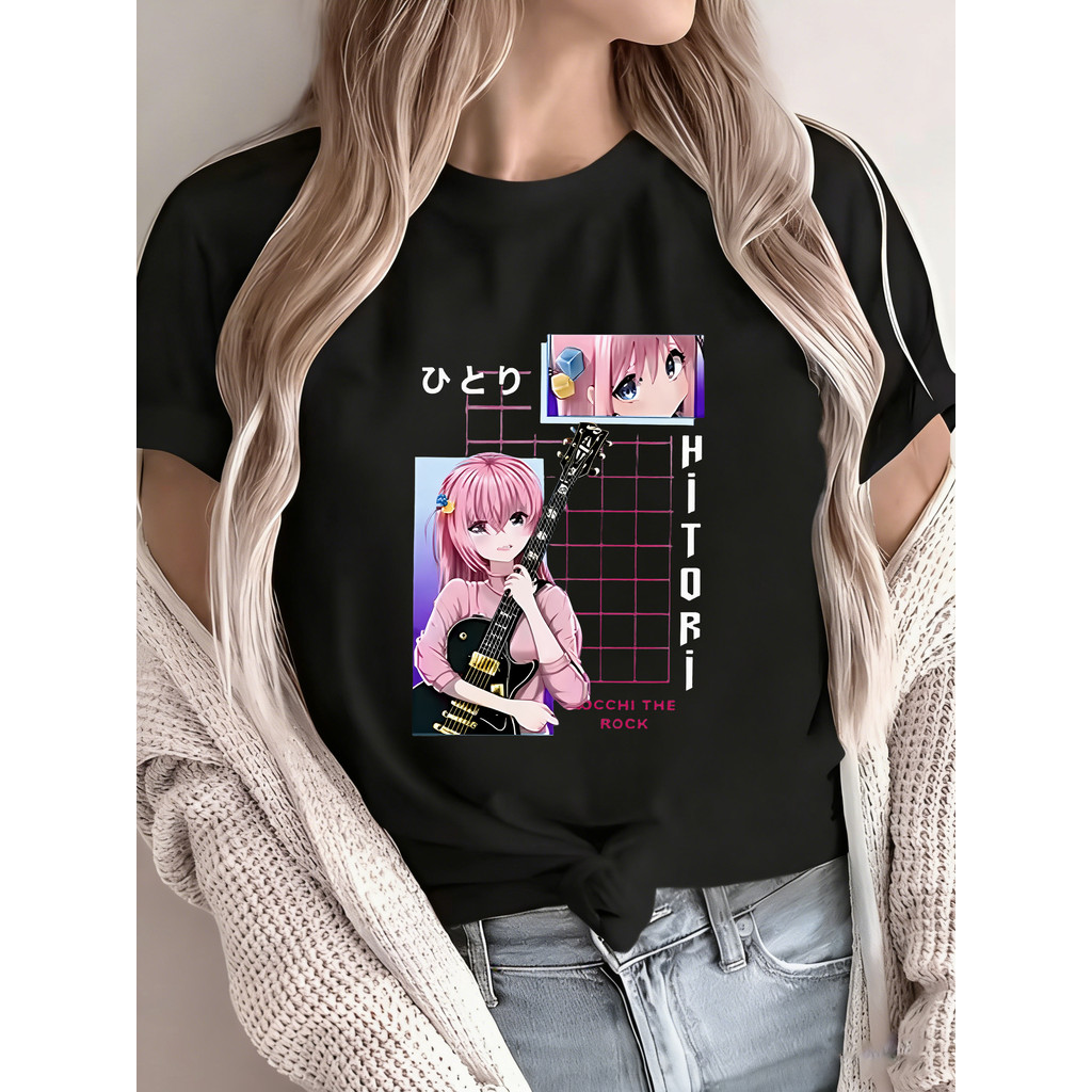 Poster Hitomi O Canto Da Pedra Personagem Anime Fofo, Rosa, Com Guitarra, Quadriculado, Decoração De Quarto