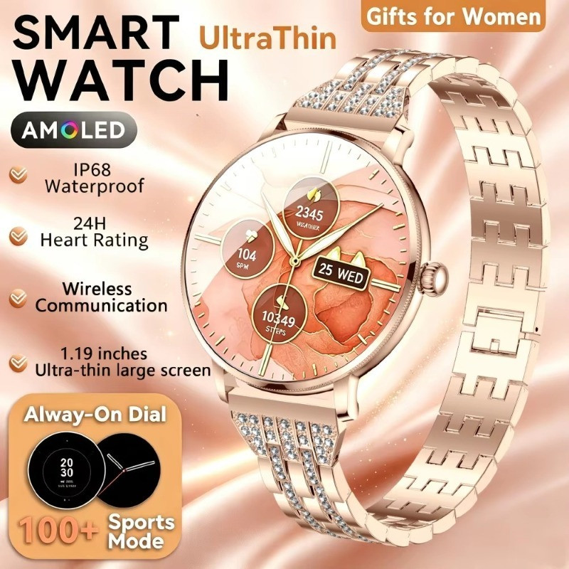 2026New 8.5mm Ultra-Fino SmartWatch Feminino Monitoramento De Saúde Sempre Ligado Display 100 + Modos Esportivos Chamada