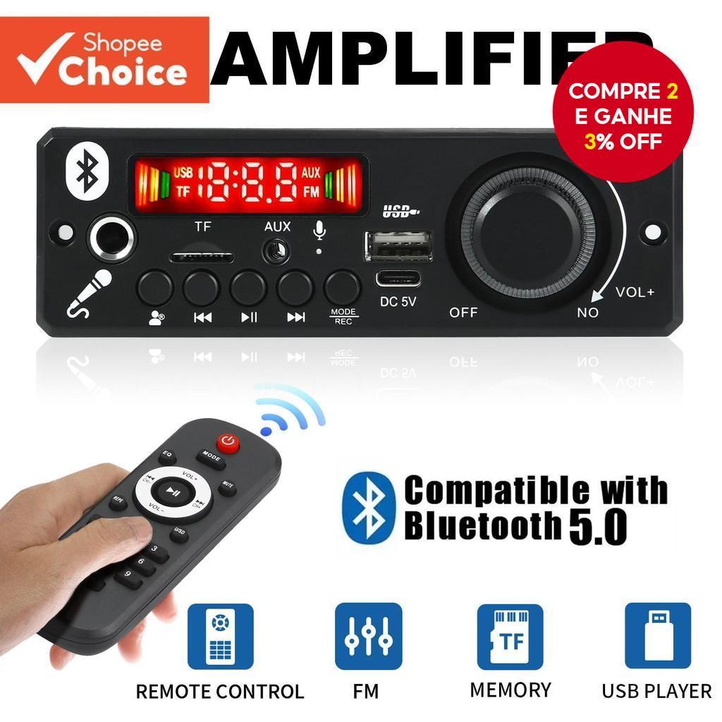 Placa MP3 DC 5V Bluetooth 5.0 6W Amplificador MP3 Player Suporte Chamada 3.5mm USB TF FM Para Módulo