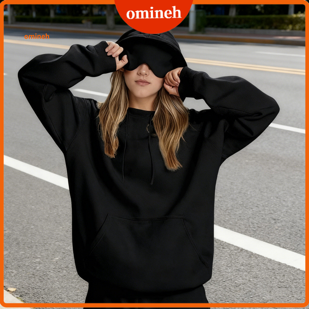 Winter Sweatshirt Soft Polyester Hoodie Unisex Oversized with Built-in Eye Cushion and Pocket – Comfortable Travel Pul