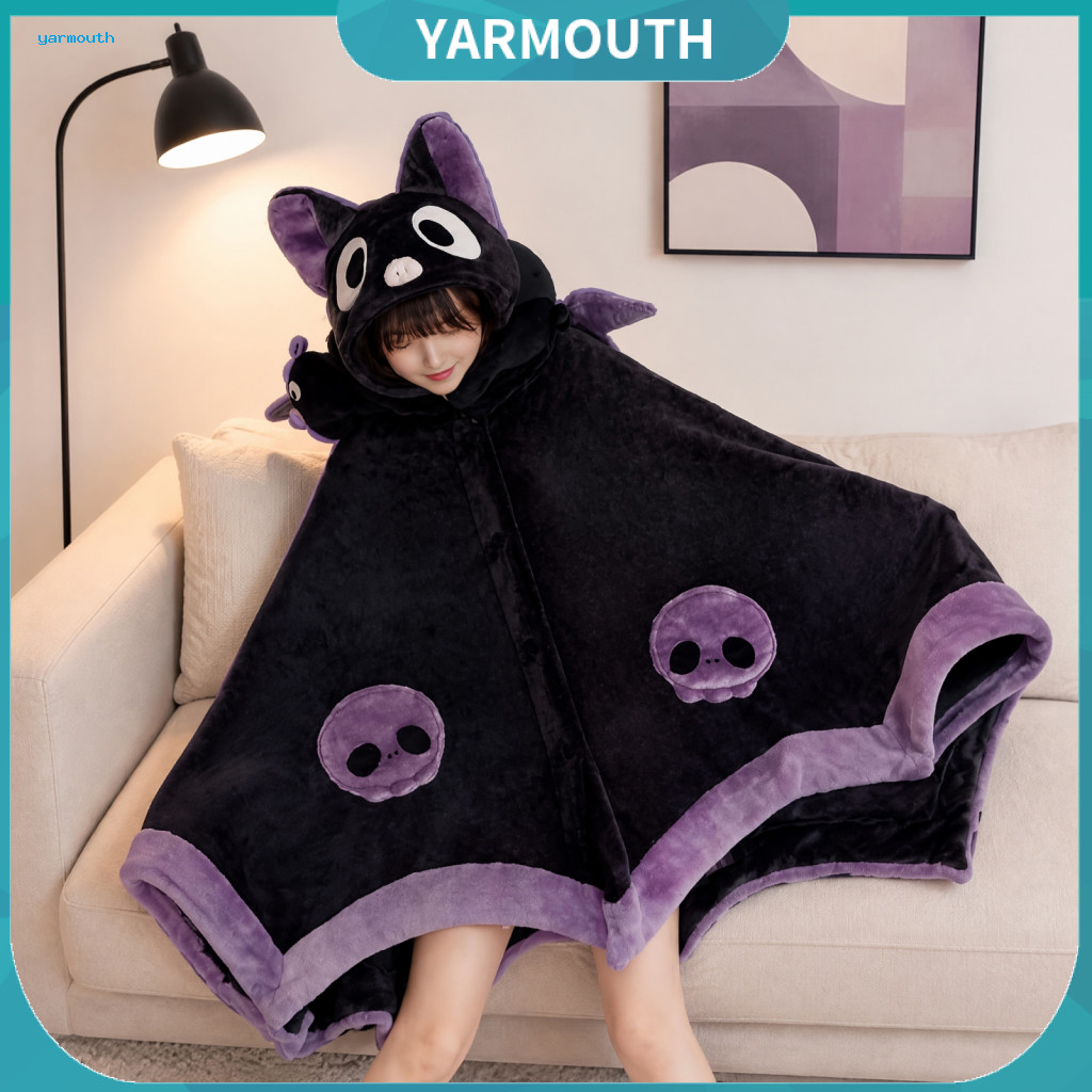 Halloween Costume Cape Comfortable Lounge Wrap Cozy Bat Blanket Hoodie for Adults – Cute Shark Fox Hooded Soft Wearabl