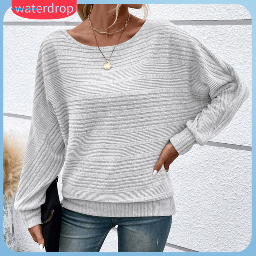 Women’s Long Sleeve Round Neck T-shirt Solid Color Loose Fit Pullover Top for Autumn Winter Comfortable Everyday Wear