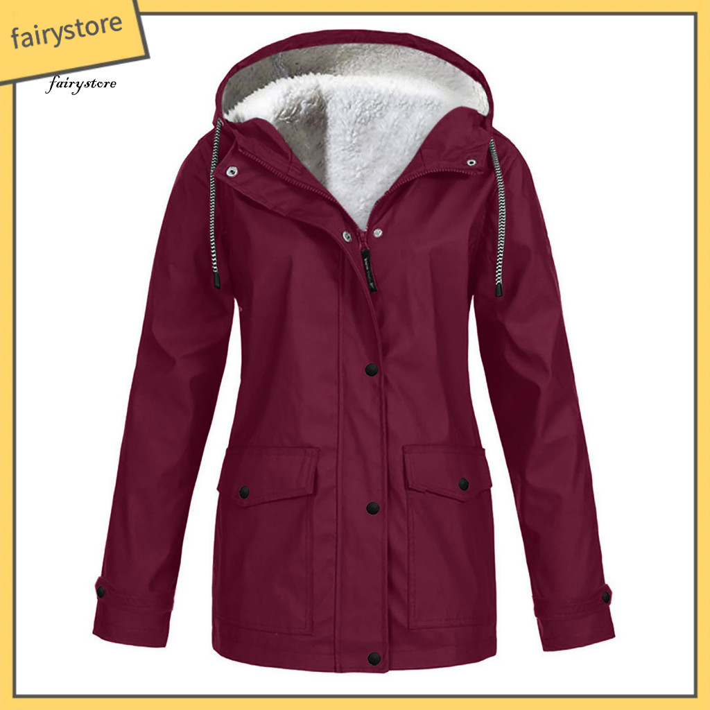 Women Coat Polyester Comfortable Women’s Fleece Zip-up Hoodie Jacket Windproof Sherpa Lined Warm Outdoor Hiking Climbi