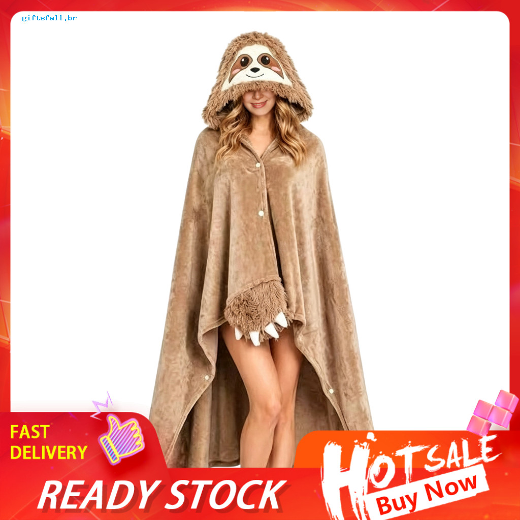 Themed Blanket Comfortable Winter Sleepwear Oversized Fleece Hoodie for Adults – Plush Wearable Cape Shawl Cozy Hallow