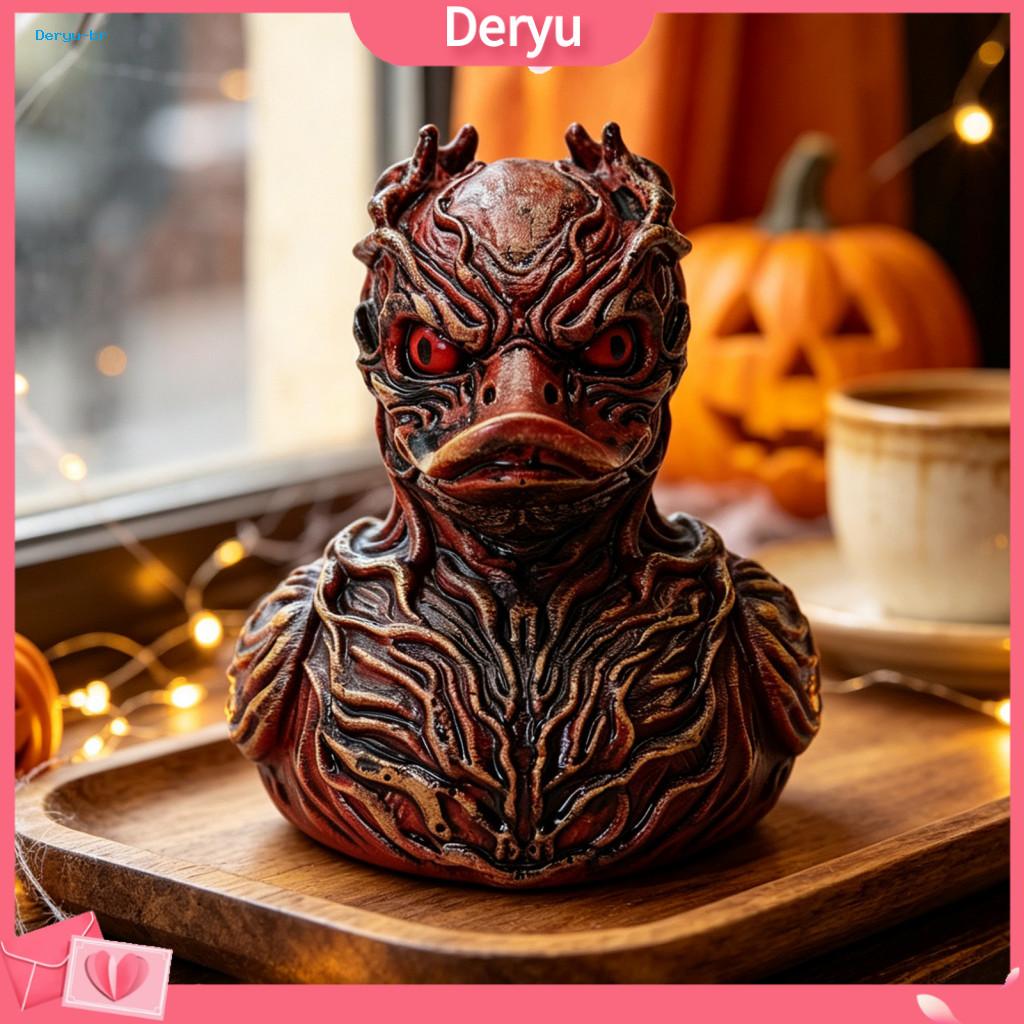 Gothic Duck Ornament Decorative Accessory Halloween Devil Figurine Resin Statue Decor for Desk Shelf Car – Spooky Desk