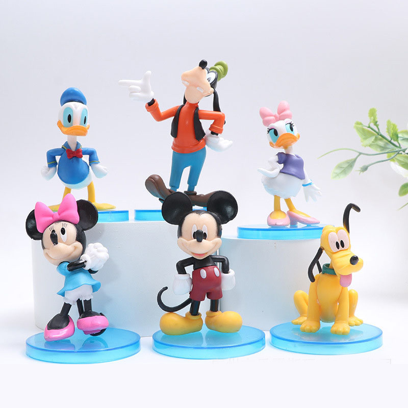 6 Pçs 6.5cm-8.5cm Figuras De Anime PVC Pato Donald Pateta Bonecas Estatuetas Modelo Brinquedos Decoração Para Crianças P