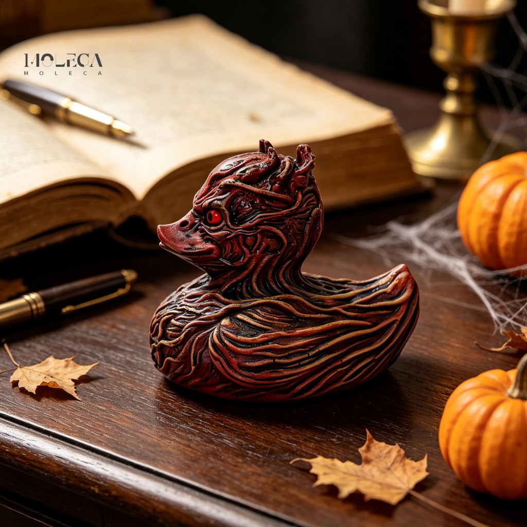 Novelty Gothic Duck Figurine Ornament Halloween Devil Resin Statue Decor for Desk Shelf Car – Spooky Desktop for South