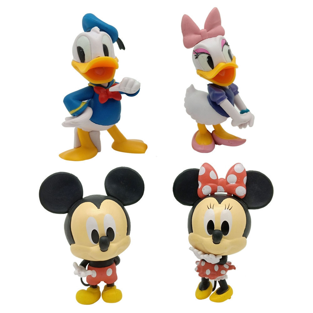 2Pcs/Set 11cm Figura De Desenho Animado Anime Mickey Mouse Minnie Donald Duck Daisy Q Versão Bolo Decoração Figuras De A