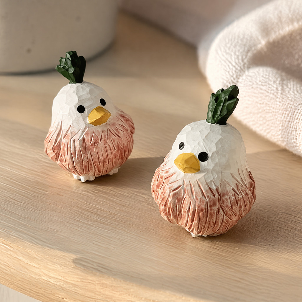 Hand Carved Wooden Duck Figurine – Cute Rustic Miniature Statue Perfect Home Office Desk Decor Unique Southeast Asian