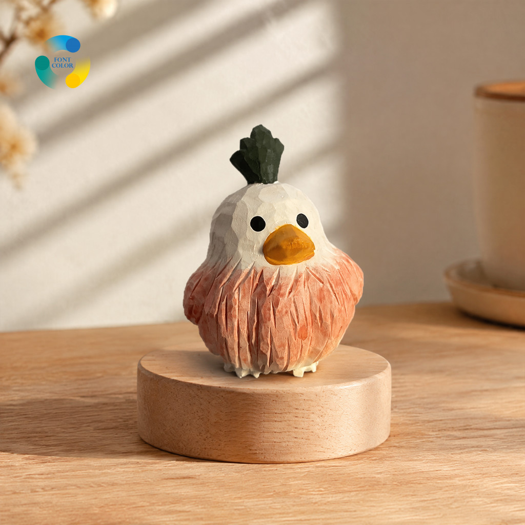 Office Table Accessory Hand Carved Wooden Duck Figurine – Cute Rustic Miniature Statue Perfect Home Desk Decor Unique