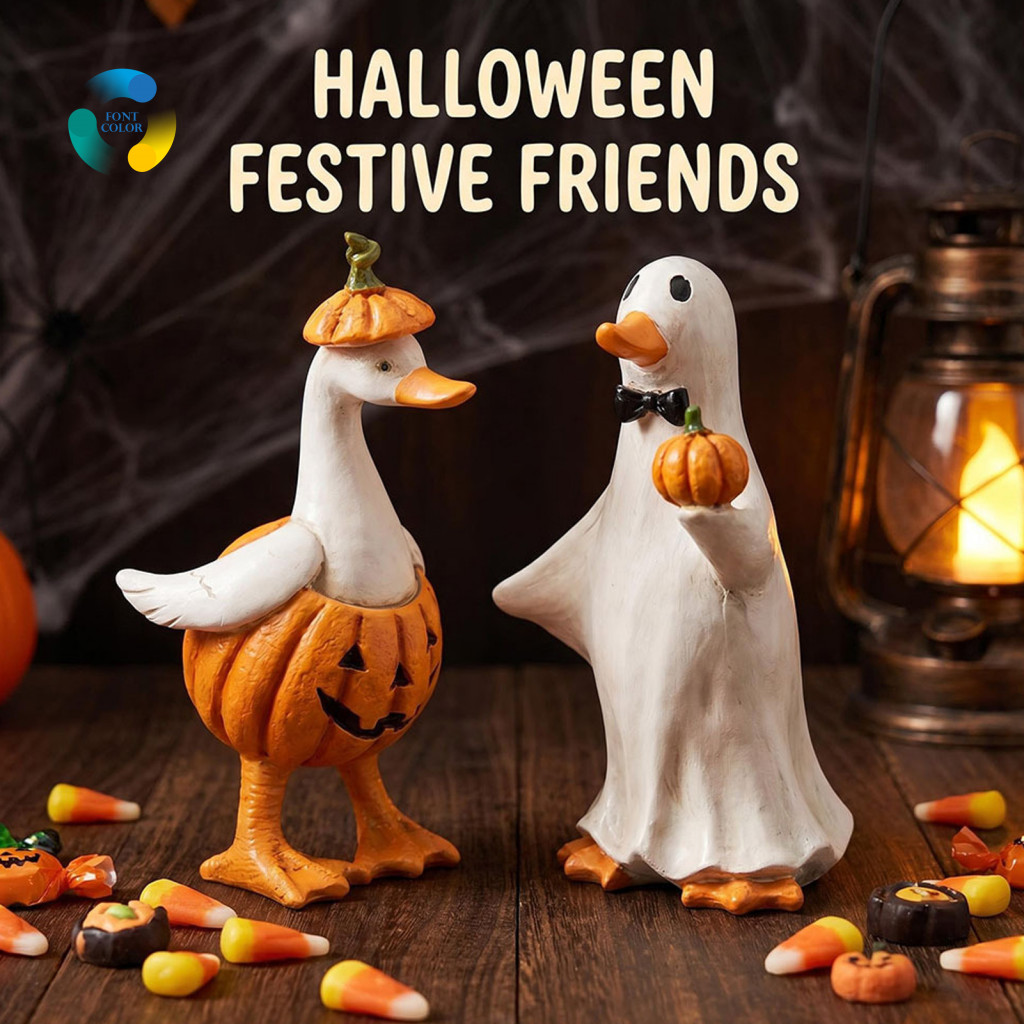 Holiday Props Halloween Duck Ornaments Ghost Figurine Cute Resin Ornament for Table Decor Shelf Display Home Mantel Part