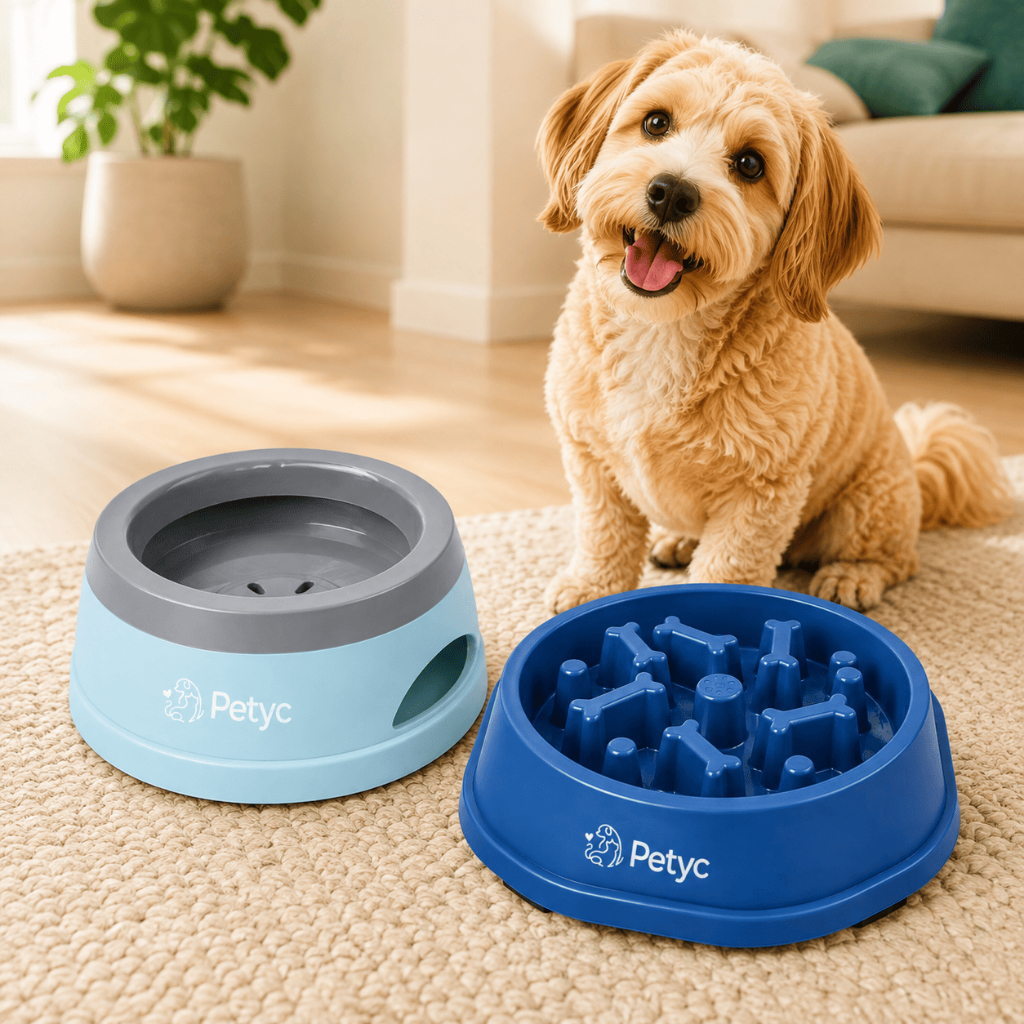 Kit Bebedouro Pelo Sequinho + Comedouro Labirinto Lento Petyc Pets Alimentador Gradual Interativo Antirrespingo