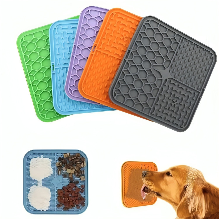 Tapete Lambedor Inibidor de Ansiedade Silicone Comedouro Lento Pet Cães E Gatos Grande Tapete Comedouro Pet Com Ventosa
