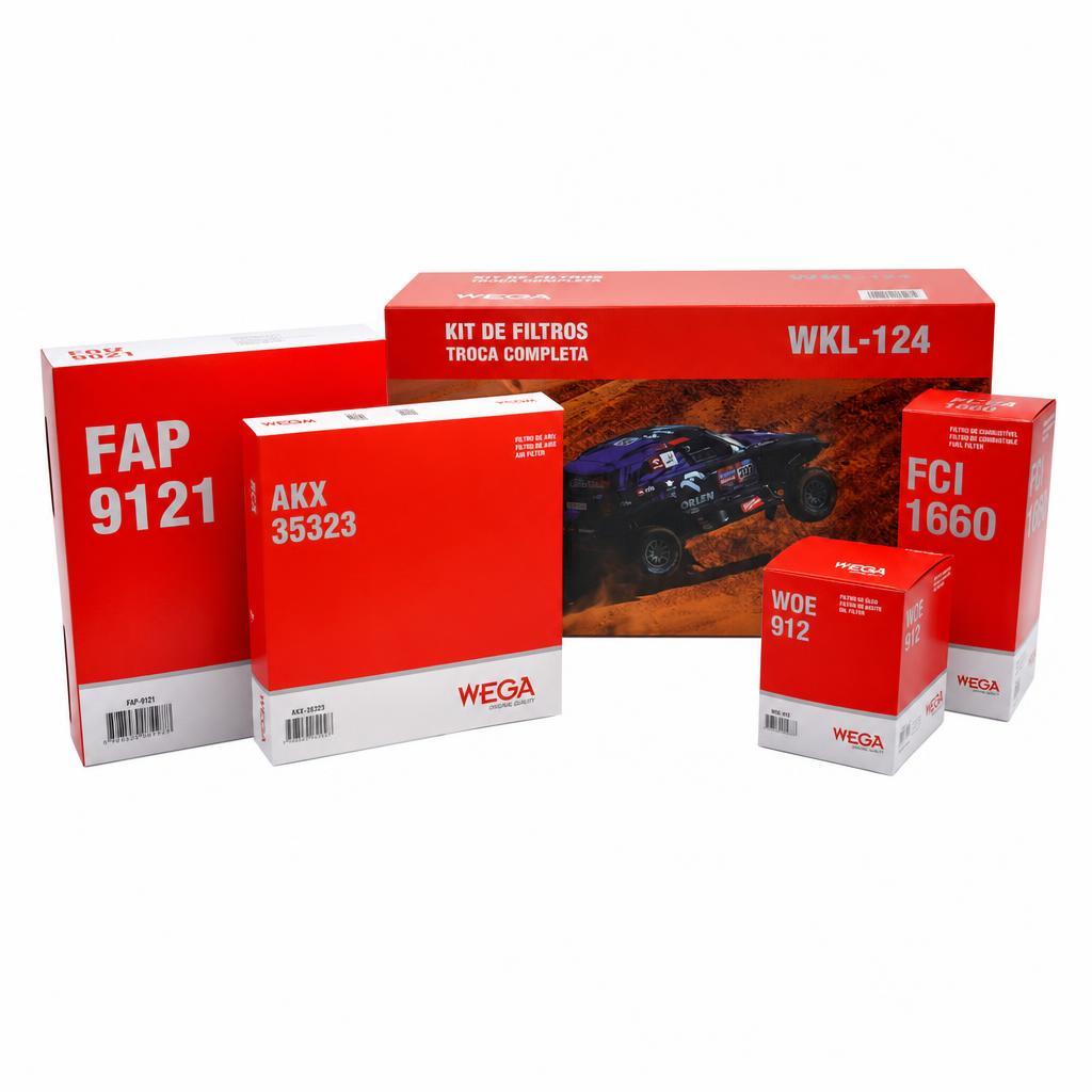 Kit de Filtros Wega WKL-124 Ar Óleo Combustível Cabine - Fiat Palio, Strada e Grand Siena Flex