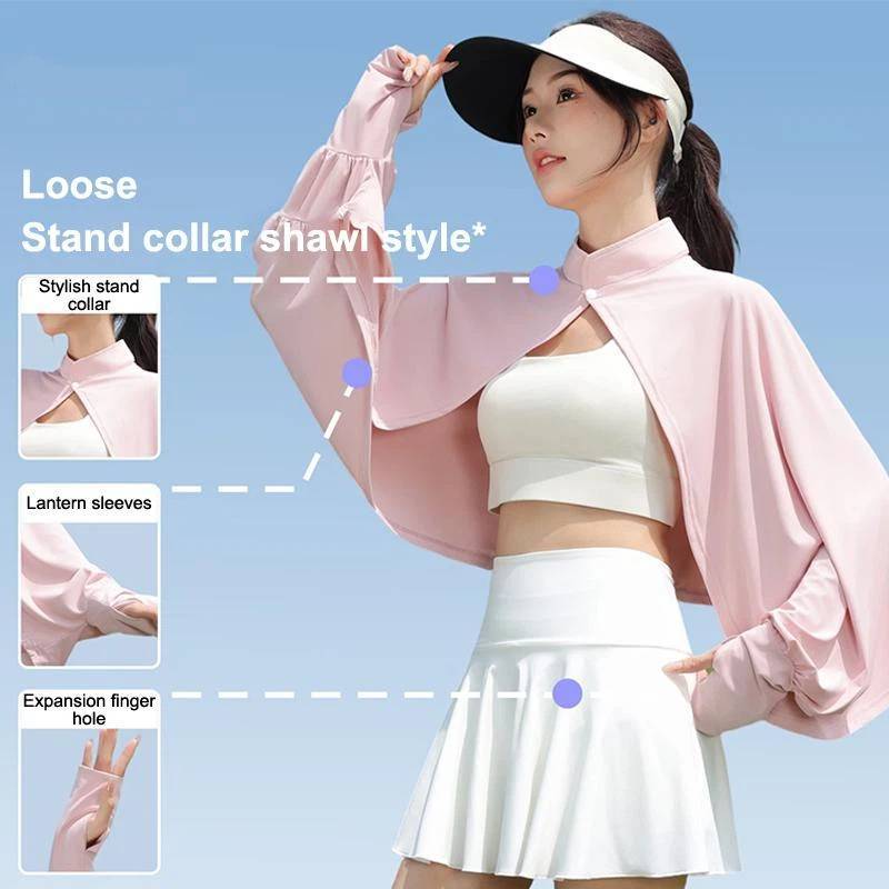 ANTH Ice Silk Sunshade Xale Capa De Verão De Manga Comprida Para Uso Ao Ar Livre .