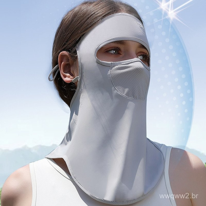 Women's Adjustable Golf Face Mask Ice Silk Cooling Mask Sunshade Sun Protection Veil Thin Breathable Sports Face Cover