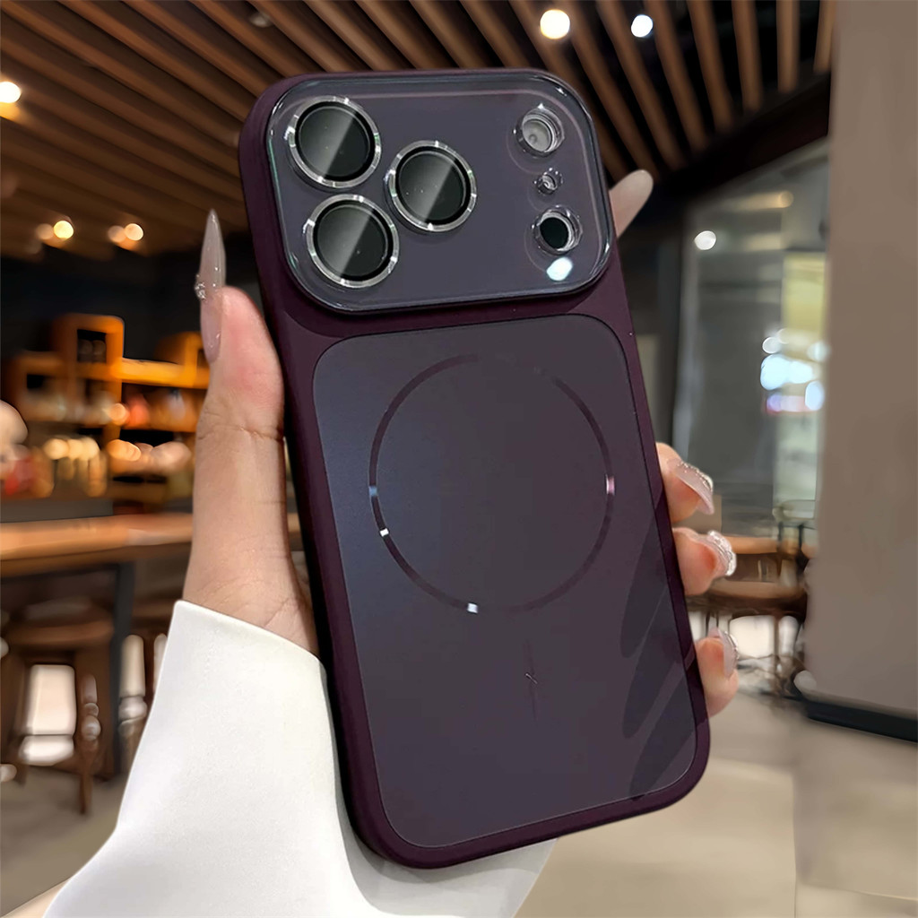 Borgonha Glacier Liquid Silicone Capa De Telefone Magnética Para IPhone 18 Pro Max 14 15 16 17 Proteção Total Da Lente A