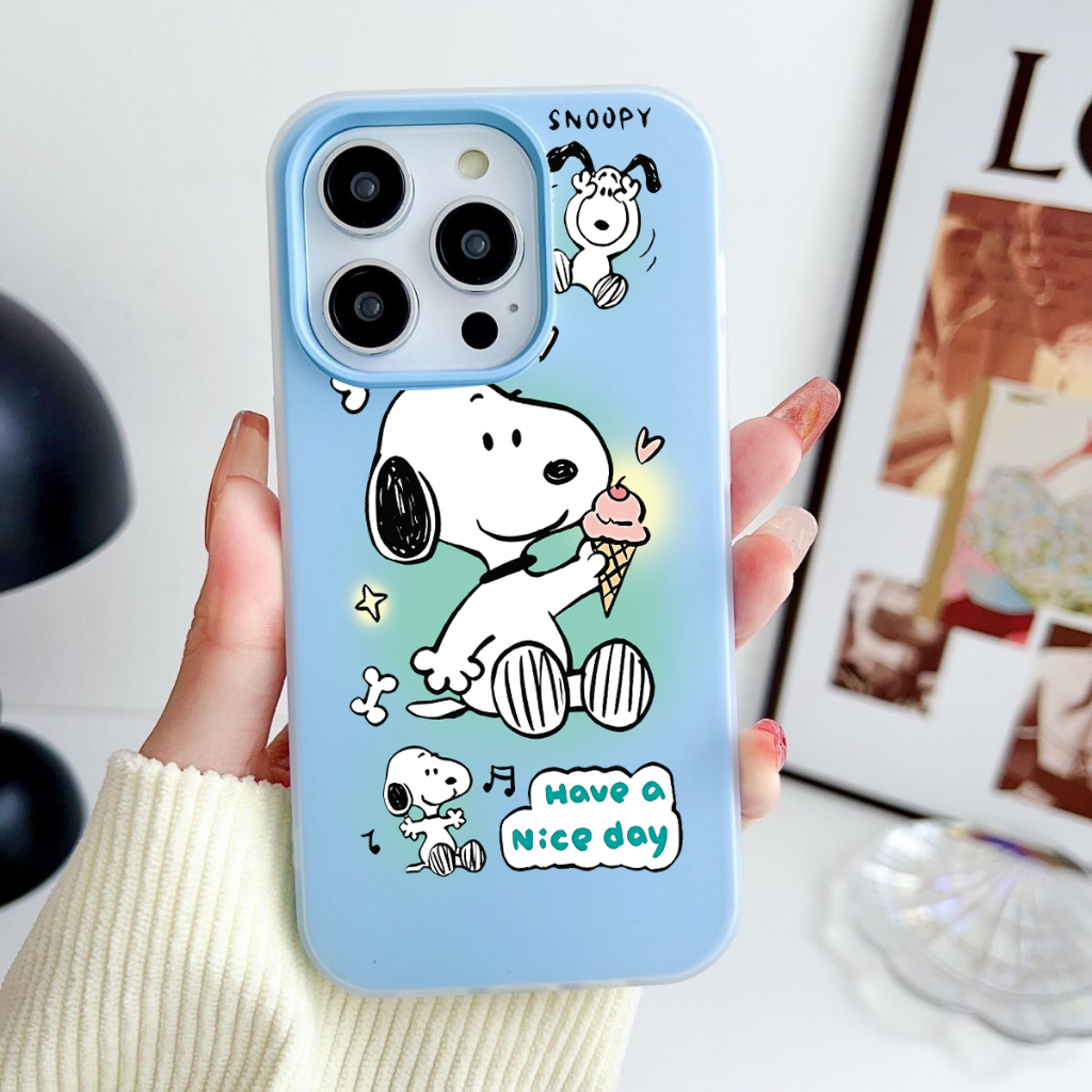 Para iPhone 17 Pro Max iPhone17 Air Liquid Silicone Case Cartoon Snoopy 2 Em 1 Capa Macia À Prova De Choque