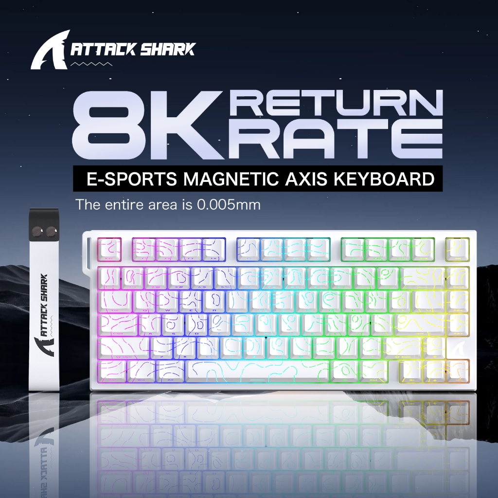 Teclado para jogos RGB RT com latência ultra baixa, polling de 8K, layout 75%, teclado magnético ATTACK SHARK R82HE