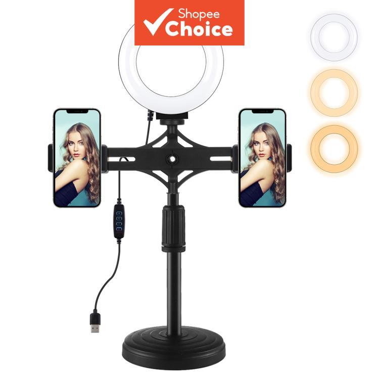 Para PULUZ 4.7 Polegada 12 Cm Ring Light Anel De Luz Horizontal Suporte De Telefone Duplo Mesa Kits De Vídeo