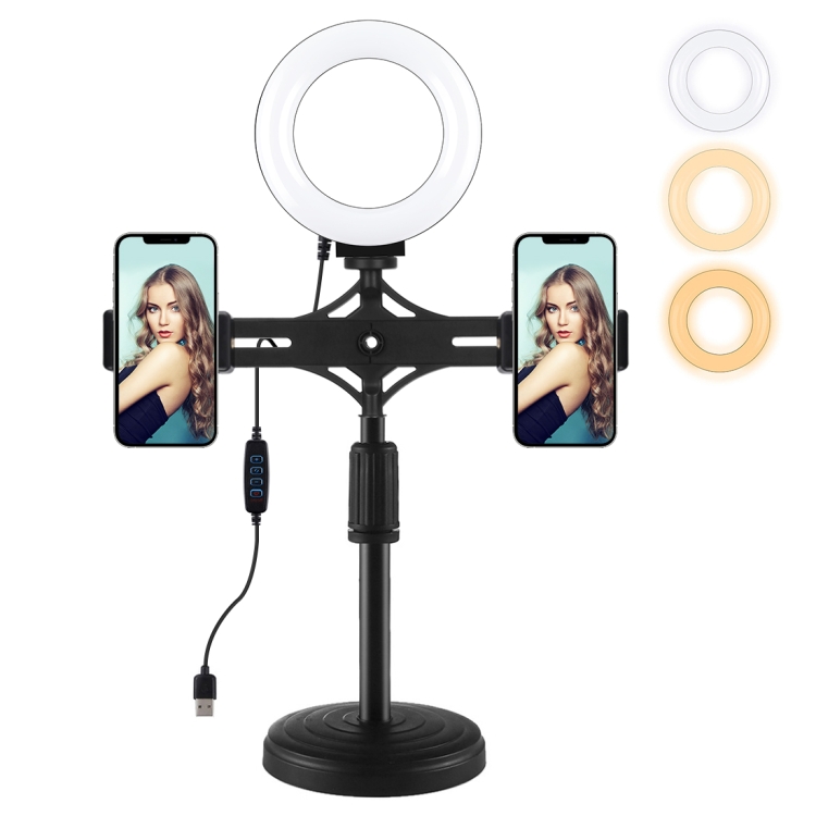Para PULUZ 4.7 Polegada 12 Cm Ring Light Anel De Luz Horizontal Suporte De Telefone Duplo Mesa Kits De Vídeo