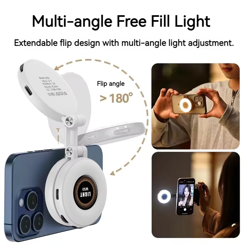 Luz De Preenchimento Magnética Para Tablet De Celular W50 , Iluminação Portátil Tiro Horizontal E Vertical , Adequada To