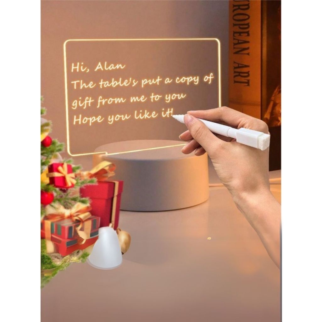 Luminaria Abajur De Mesa USB Led 3D Escreve e Apaga, Retangulo Horizontal - Retangulo Vertical