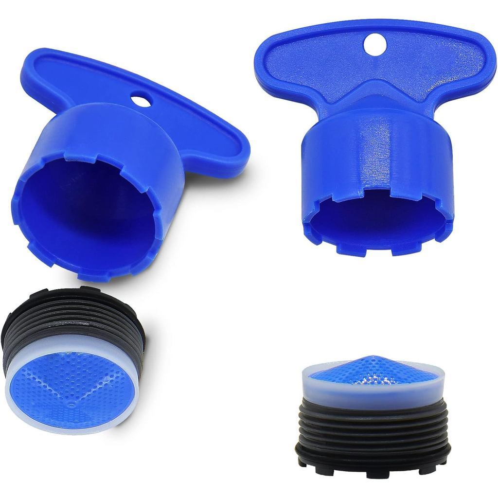 4 Peças (2 Conjuntos) Aerador de Torneira M21.5 com Chave de Remoção, Peças de Substituição do Adaptador do Aerador de T