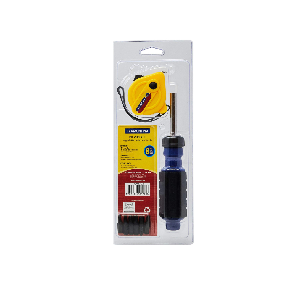 kit de farramentas 1 chave adaptador 6 ponteiras 1 trena 2m tramontina