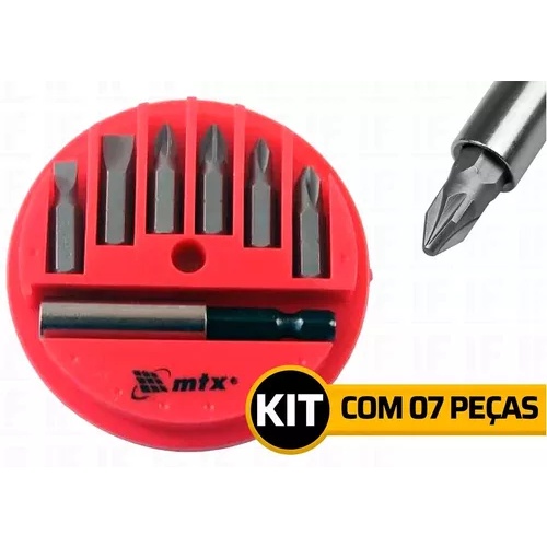 Jogo De Bits E Adaptador Magnético Para Bits Aço carbono  7 Peças
