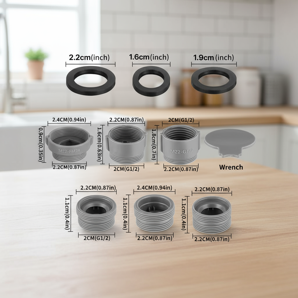Kit de Adaptador de Torneira de 5 Peças - Conjunto de Adaptadores de Arejador de Pia para Torneiras de Cozinha -