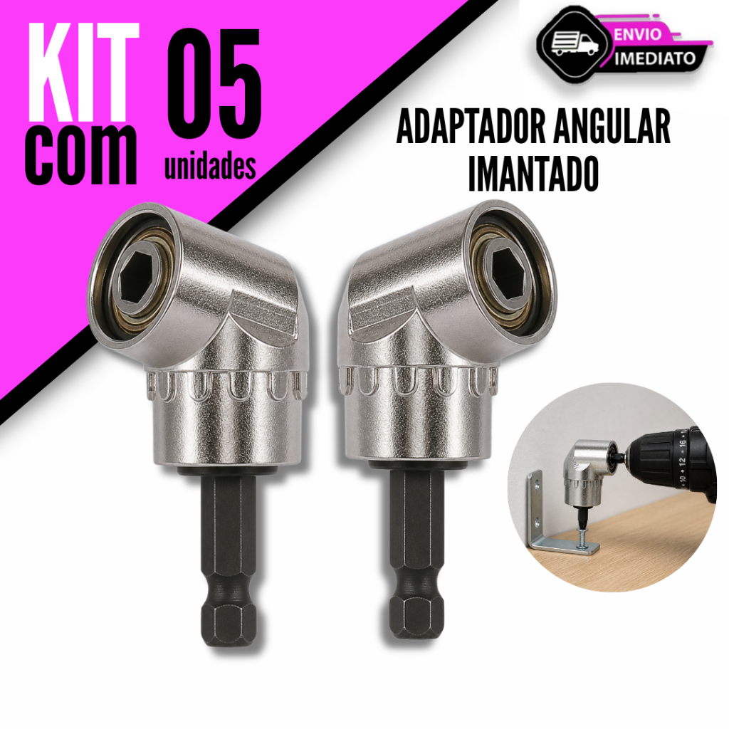 Conjunto Adaptador 5/4/2/1 Unidades Angular 105 Graus Imantado para Furadeira Parafusadeira