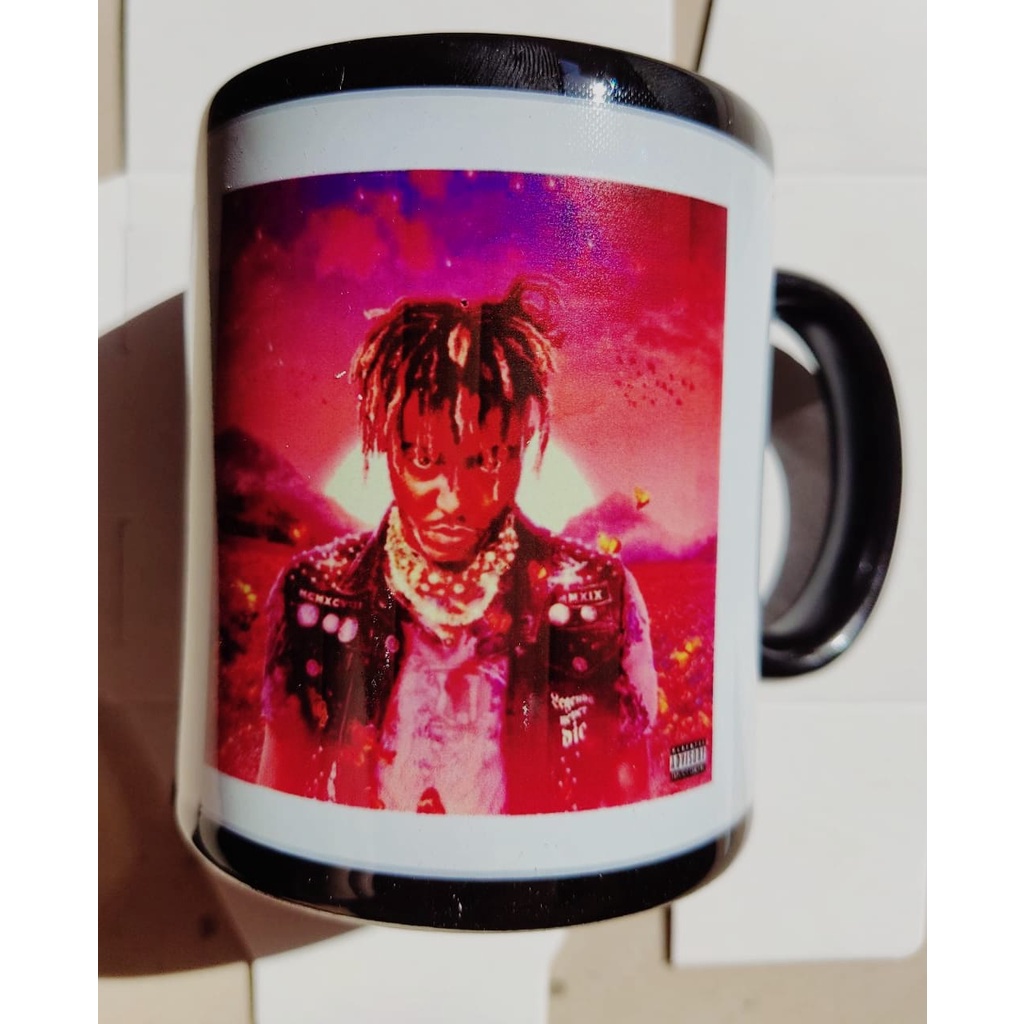 Caneca Cerâmica Preta 325ml Personalizada Rapper Juice WRLD Xícara