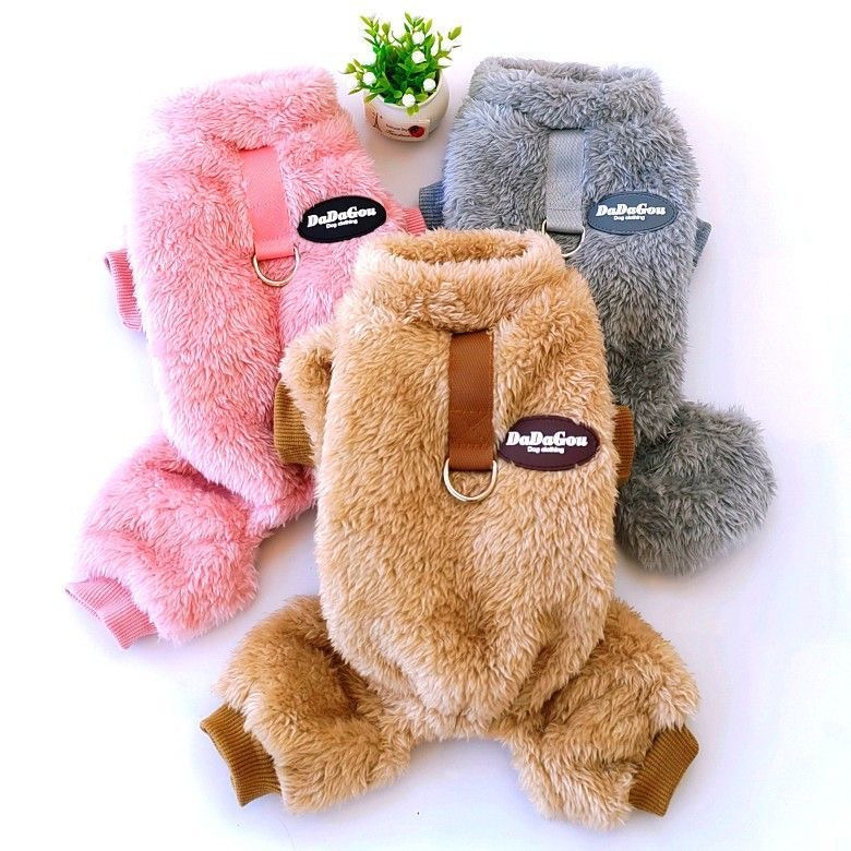 Winter Dog Clothes Warm Fleece Pet Jumpsuits
