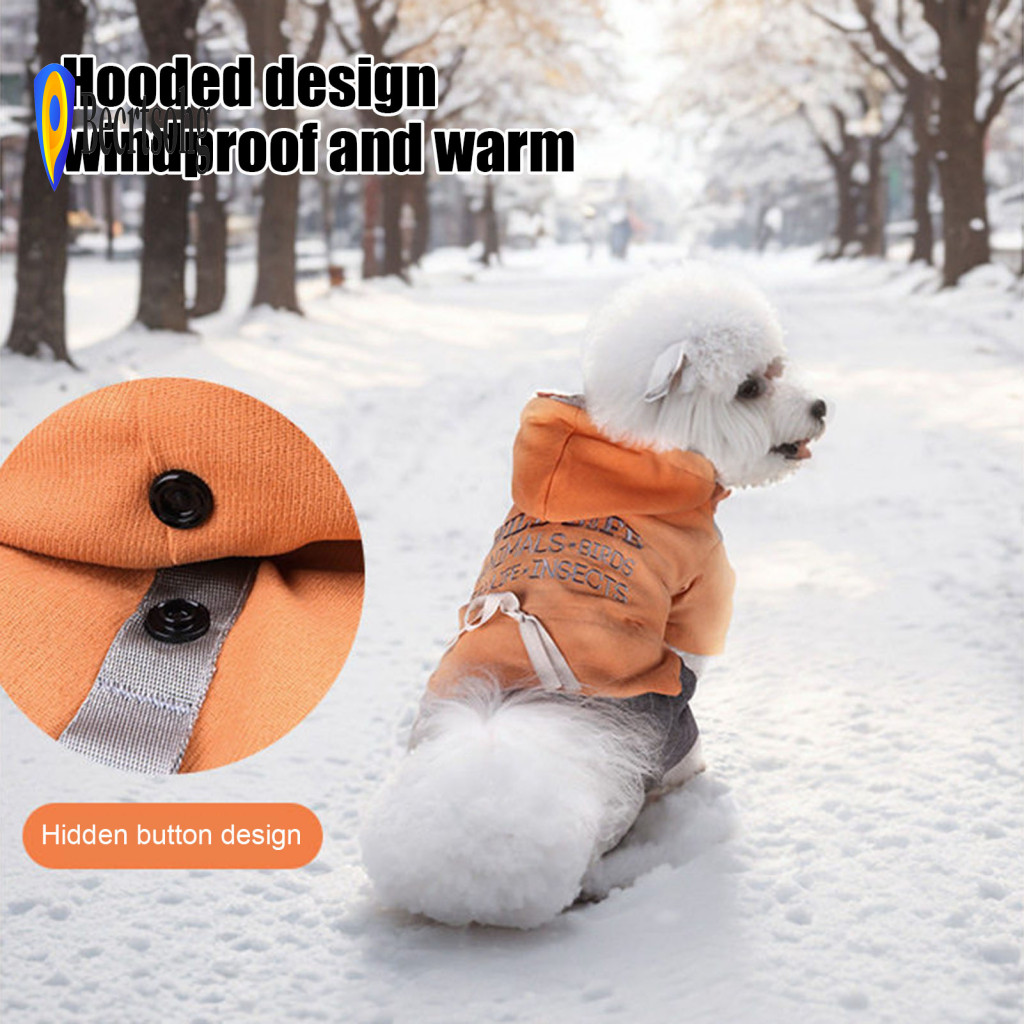 Easy Walk Dog Outfit Warm Plush Lined Hooded Jumpsuit – Cozy Four-legged Winter Onesie for Small Medium Dogs Soft Pet