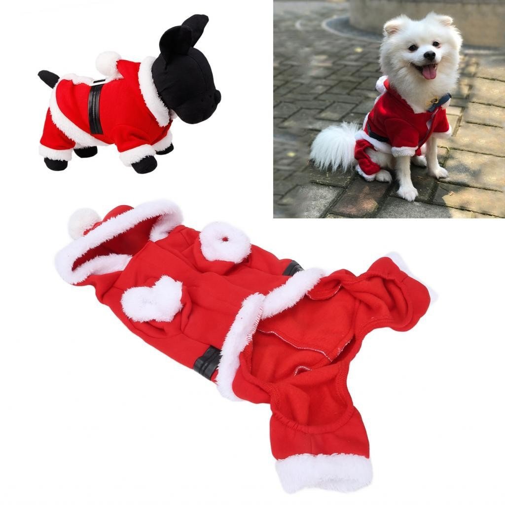 Hyhyhy Pet Santa Claus Costume Christmas Dog Clothes Warm Winter Hooded Coat for Small Medium Large Dogs Breathable