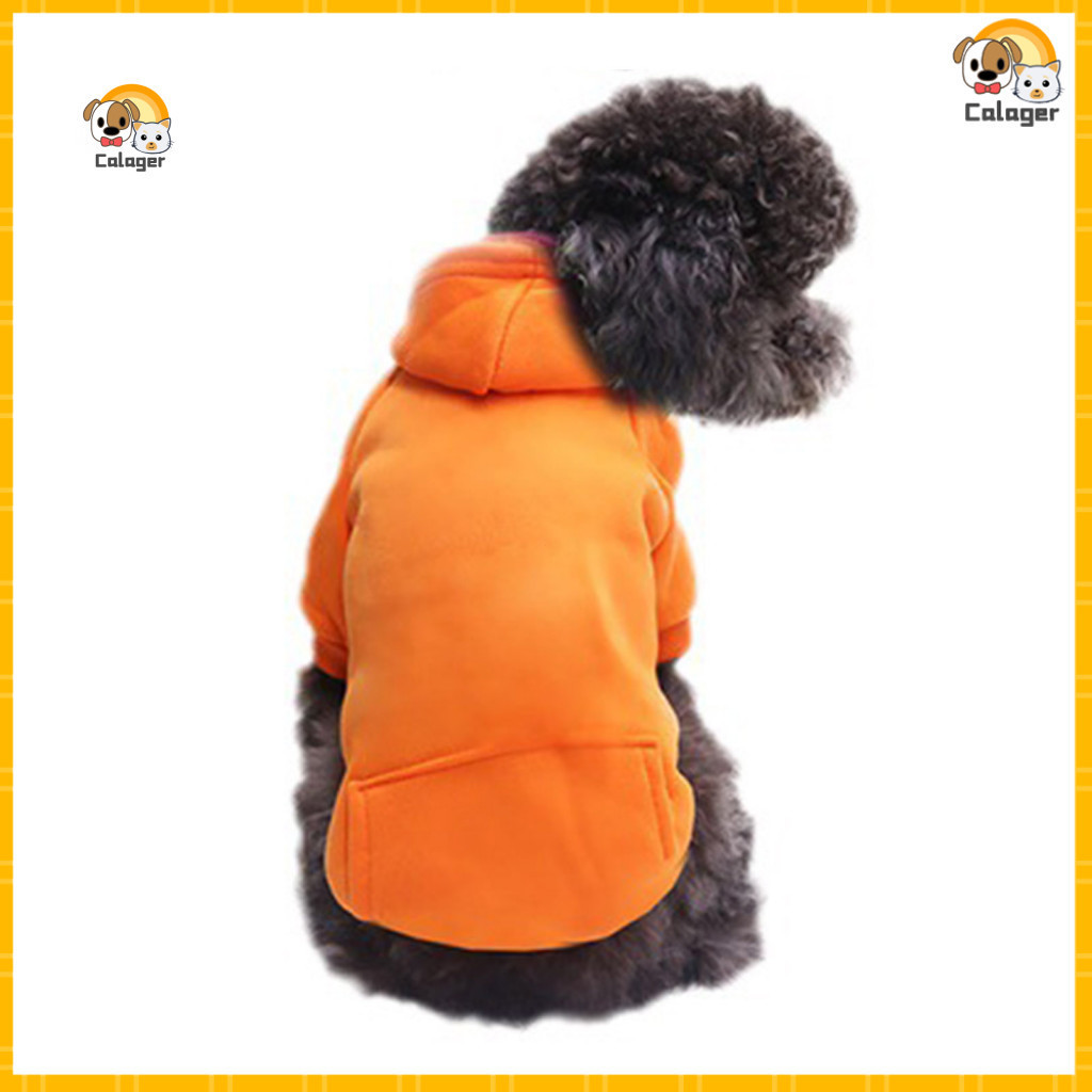 Bright Color Dog Hoodie Winter Pet Warm Hooded Sweatshirt Elastic Hem Sporty Windproof Solid Puppy Clothes for Small Med