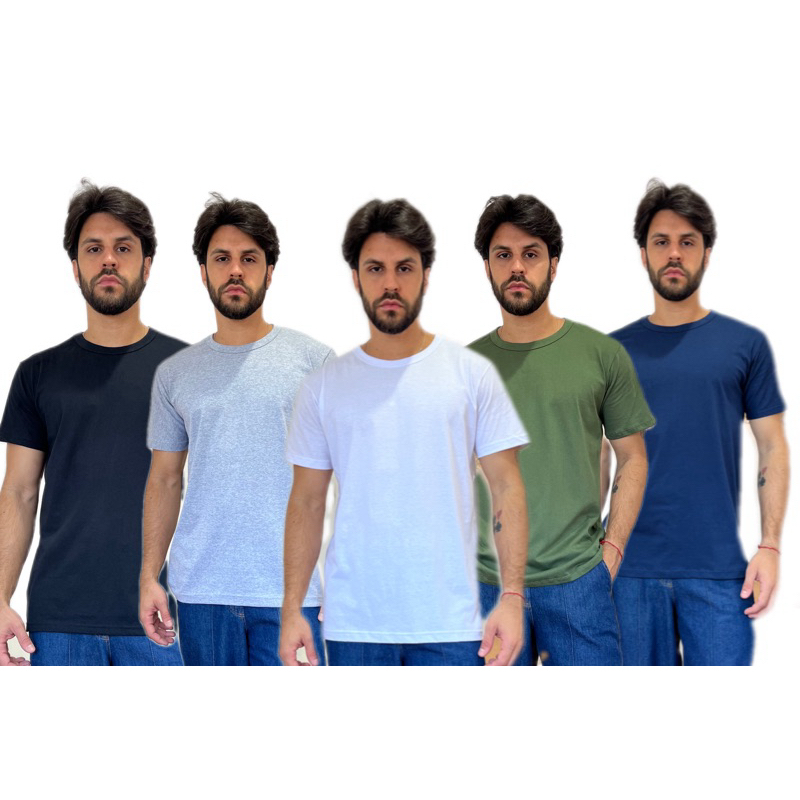 Camiseta Básica Masculina 100% Algodão Reforço Ombro a Ombro Moderna Casual Lisa Branca