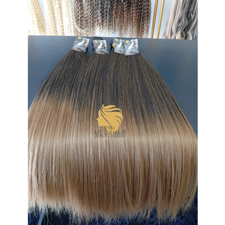 Aplique de Cabelo Liso Californiana 100% Semi Humano em Tela 60cm Fibra Russa Premium Bella Hair
