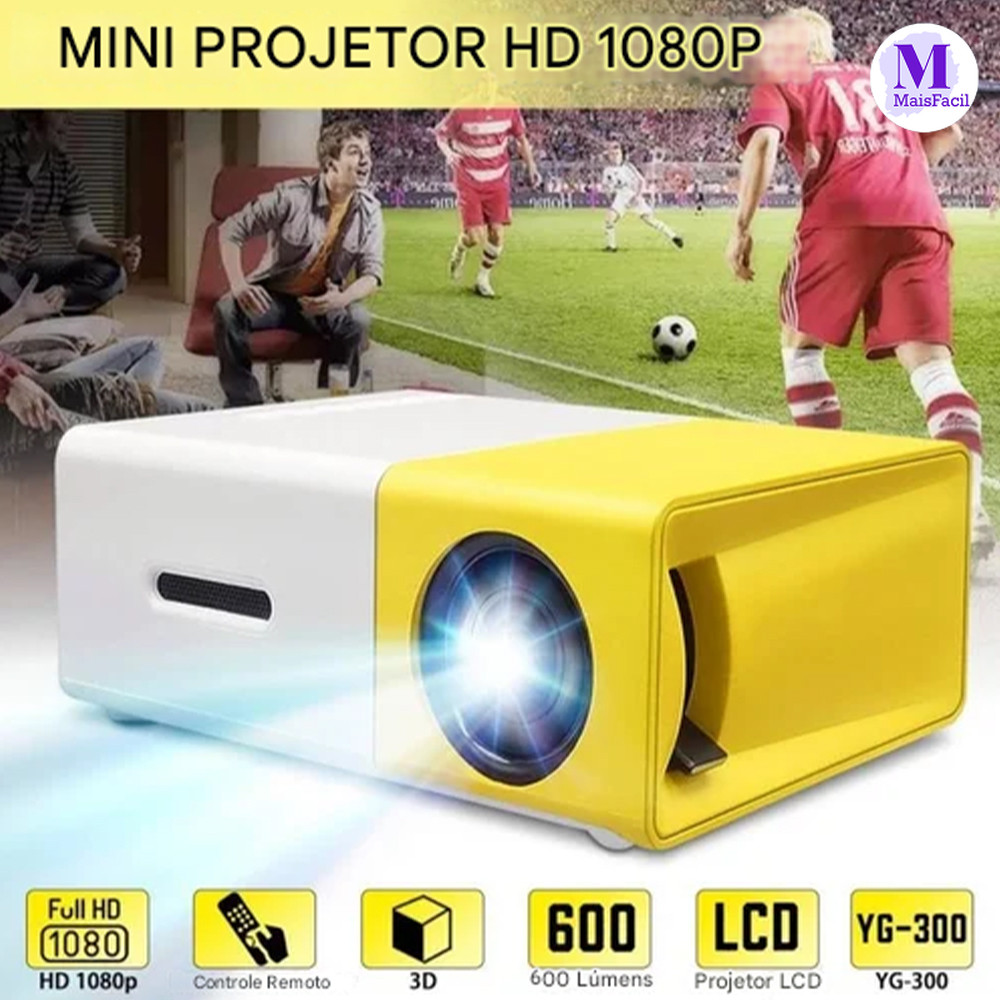 Projetor LED Portátil YG300 | Full HD 1080P, 600 Lumens, Suporta Conexão HDMI, Envio Imediato após Pedido