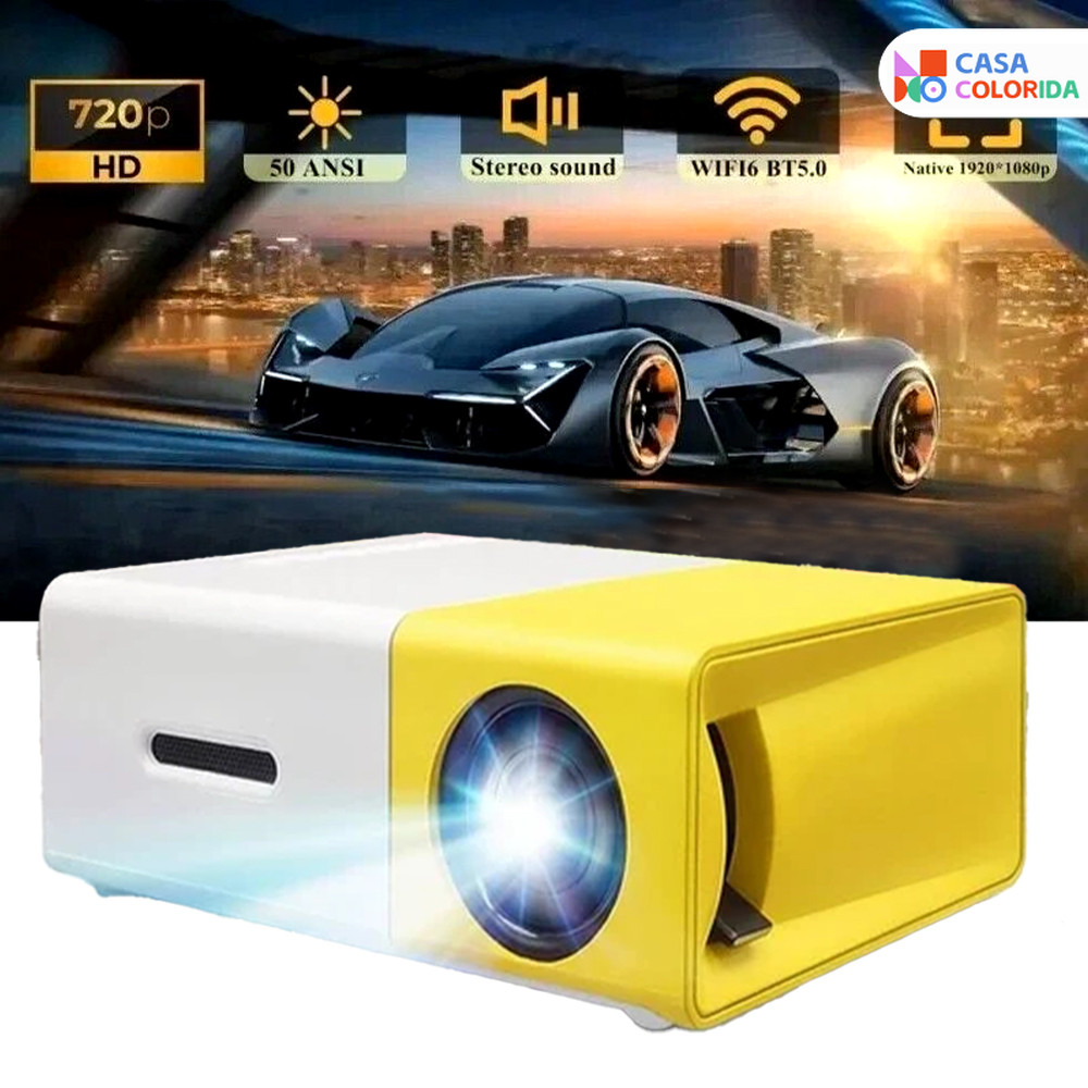 Projetor LED Portátil YG300: Full HD 1080P + 600 Lumens, Entrada HDMI Padrão, Envio Sem Espera