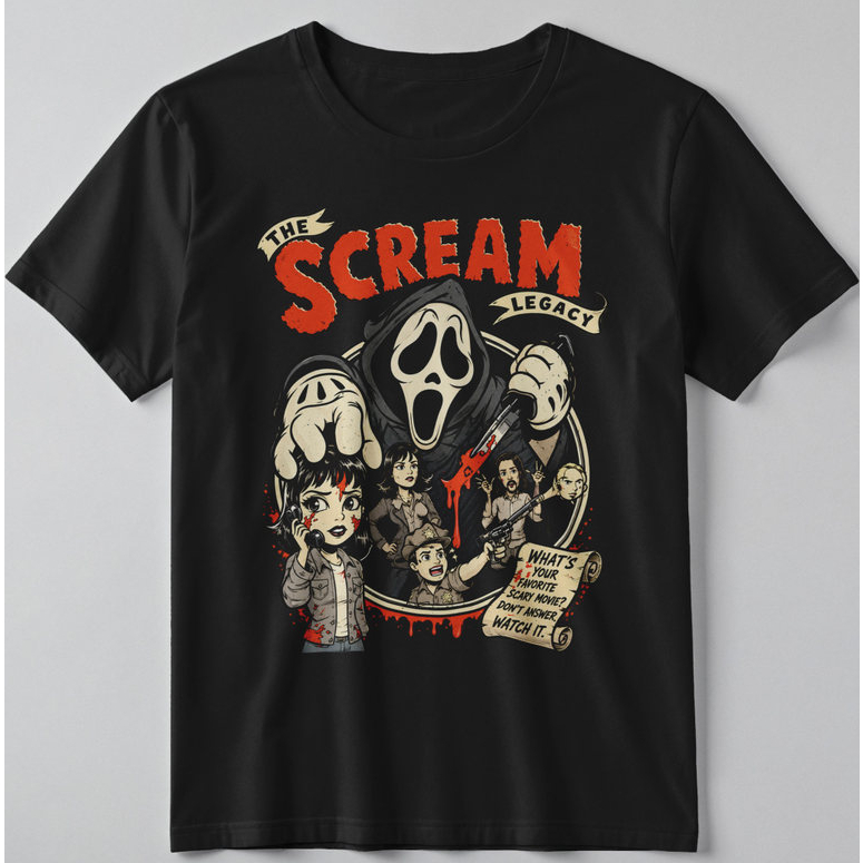 Camiseta Pânico Scream Ghostface Filme de Terror Halloween 100% Algodão Unissex Plus Size Blusa