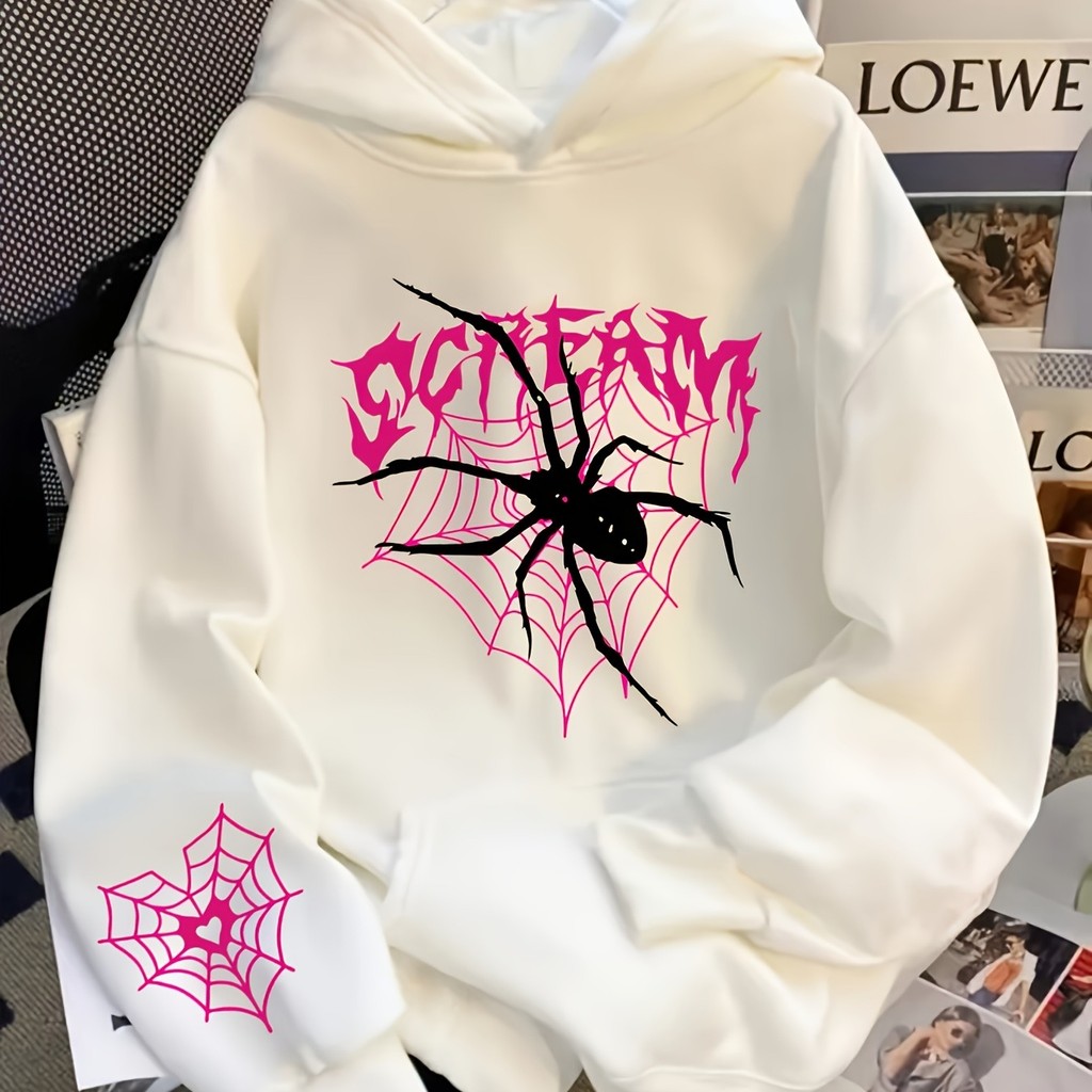 Blusa Moletom Canguru Com Estampa de Aranha Scream Para O Inverno Frio Streetwear