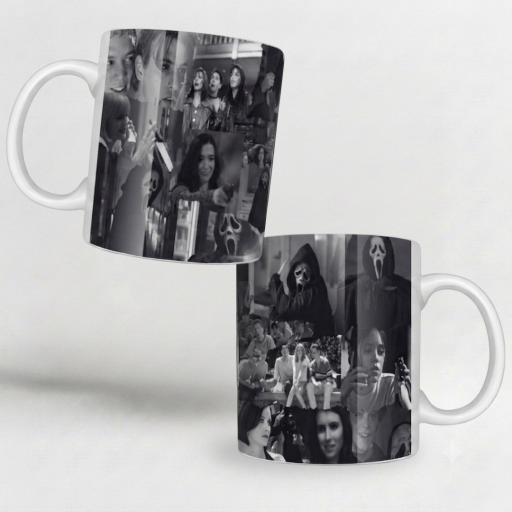 Caneca Scream Terror Filme Panico Ghostface Geek Branca